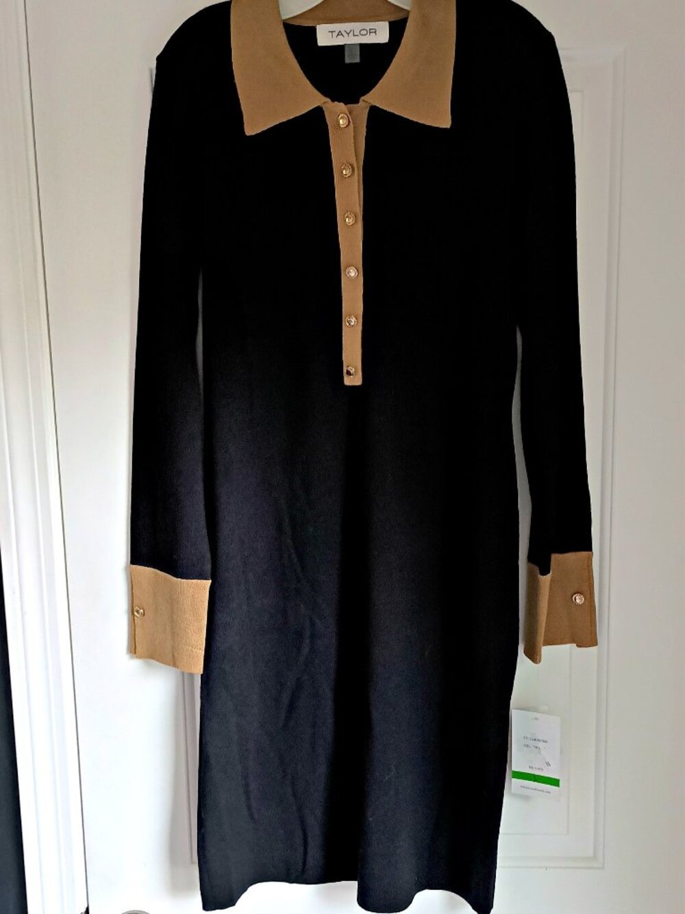 NEW! 129.00 BLACK & CAMEL SWEATER KNIT DRESS By TAYLOR